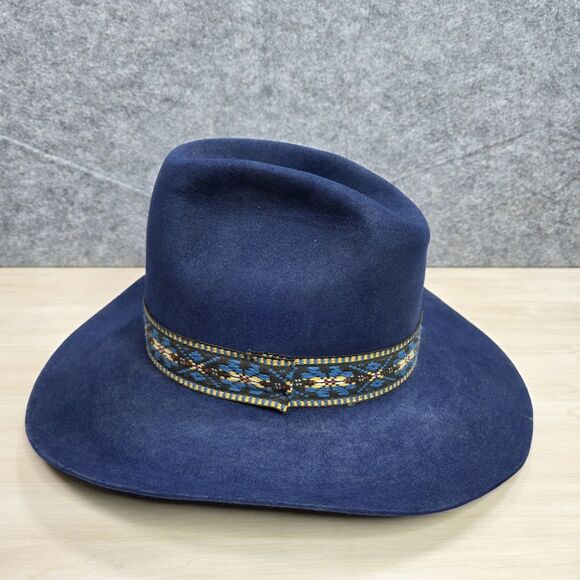 Vintage The Round Up 5X Beaver 5 XXXXX Cowboy Hat Navy Blue Buckle Western‎ - Picture 1 of 12